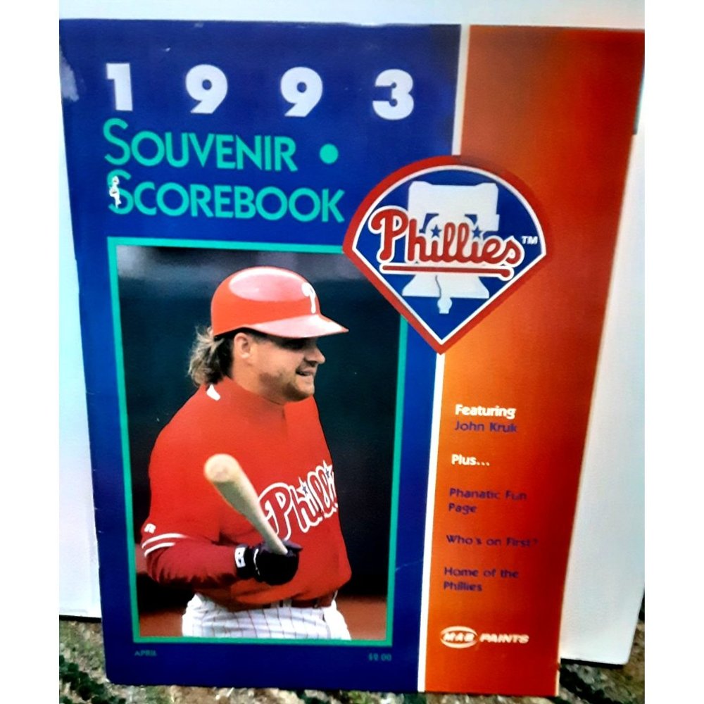 1993 Philadelphia Phillies scorebook Unscored Cubs Kruk